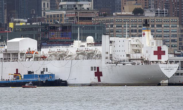 Multiple coronavirus patients are accidentally transferred to 1,000-bed Navy hospital ship docked in NYC which is currently caring for just 21 patients and meant to be COVID-19-free