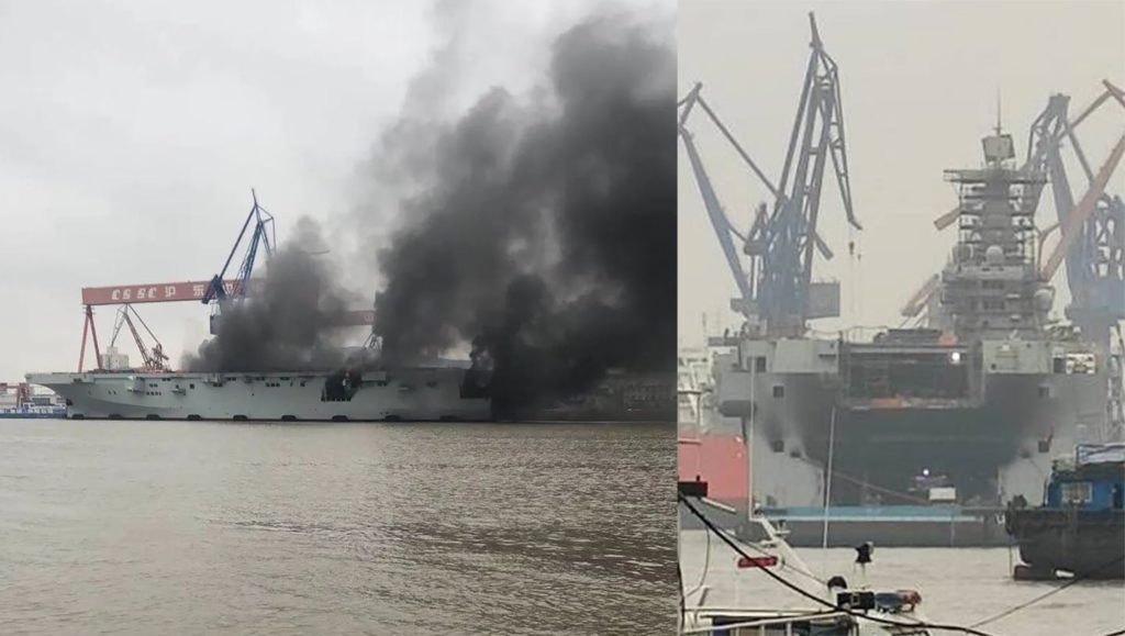 Communist Chinese warship suddenly explodes into flames (above) on 11 April 2020 after disturbing evidence about coronavirus starts to emerge.