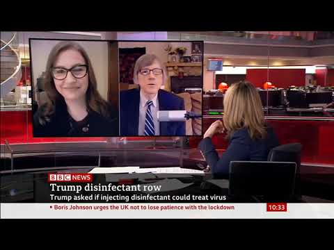 On Monday morning April 27, 2020 Peter Barry Chowka was invited on BBC Television in the UK to discuss President Trump's handling of the coronavirus crisis with Tara Smith, PhD and program presenter Victoria Derbyshire.