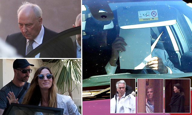 Paul Keating remains tight-lipped and hides his face after it's revealed the PM's daughter was waved out of billionaire paedophile Jeffrey Epstein's apartment by Prince Andrew