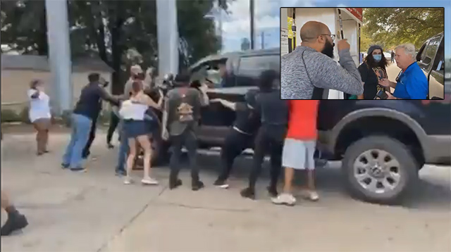 WATCH: Man Drives Slowly Through BLM Mob Blocking Gas Station, Gets Out And Buys Gas