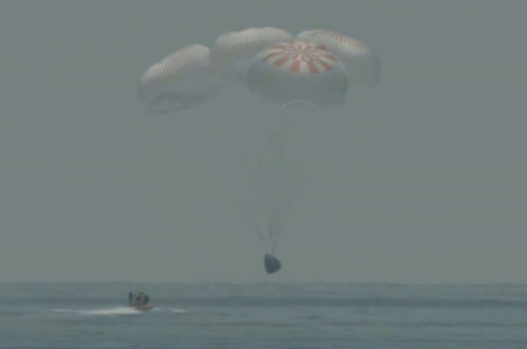 NASA astronauts splash down in SpaceX capsule as historic mission returns to Earth