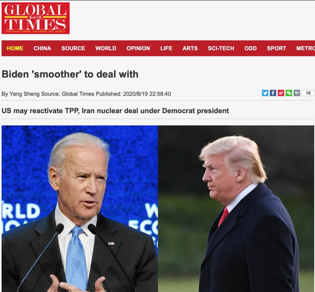 CONFIRMED: Chinese Communist Newspaper Endorses Joe Biden – “Joe Biden Is Smoother to Deal with than Donald Trump”