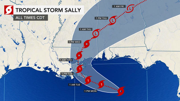 Hurricane warnings in effect for parts of Gulf Coast as Tropical Storm Sally gathers strength