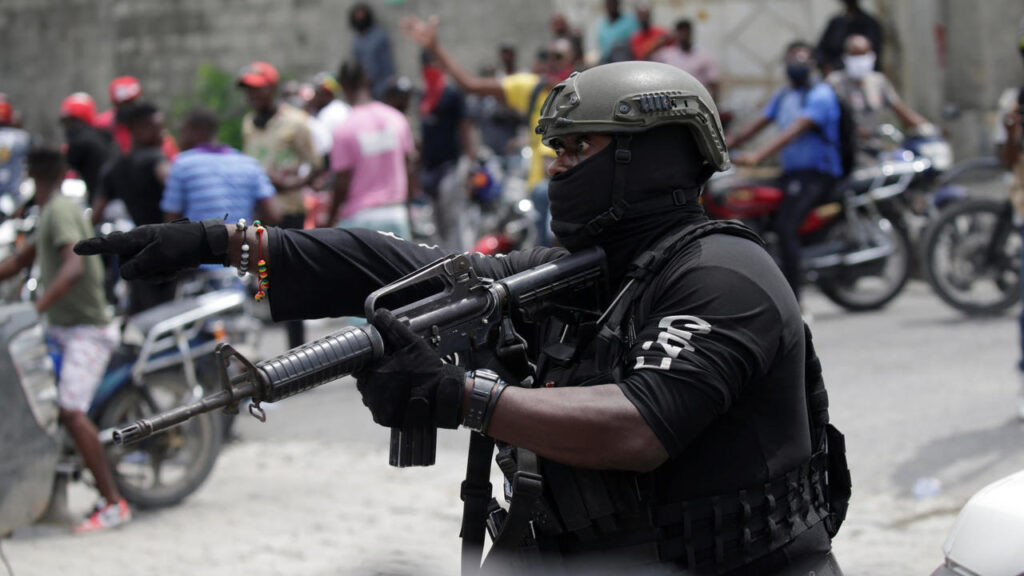 An on-duty Haitian National Police (PNH) officer