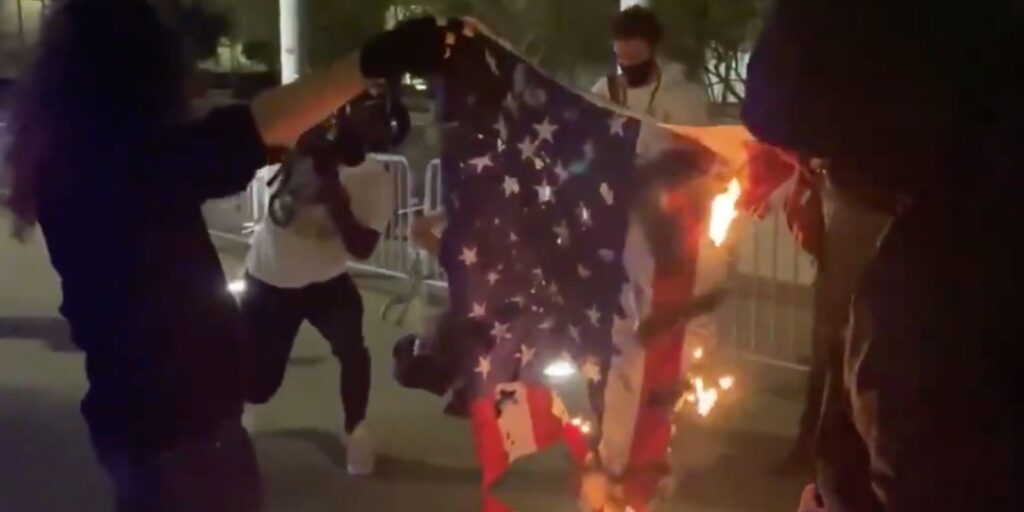 WATCH: BLM and Antifa burn US flags at LA protests