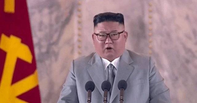 In this image made from video broadcasted by North Korea's KRT, North Korean leader Kim Jong Un delivers a speech during a ceremony to celebrate the 75th anniversary of the country’s ruling party in Pyongyang Saturday, Oct. 10, 2020. Kim warned Saturday that his country would “fully mobilize” its nuclear force if threatened as he took center stage at the massive military parade.(KRT via AP)