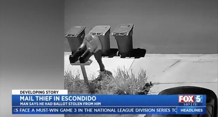 WATCH: Thief Caught on Surveillance Video Grabbing Mail, Election Ballots From People’s Mailboxes in San Diego, California