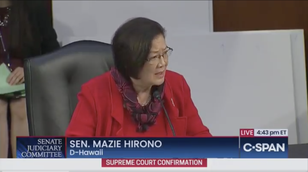 Sen. Mazie Hirono Pauses Obamacare Rant To Ask Amy Coney Barrett If She’s A Rapist