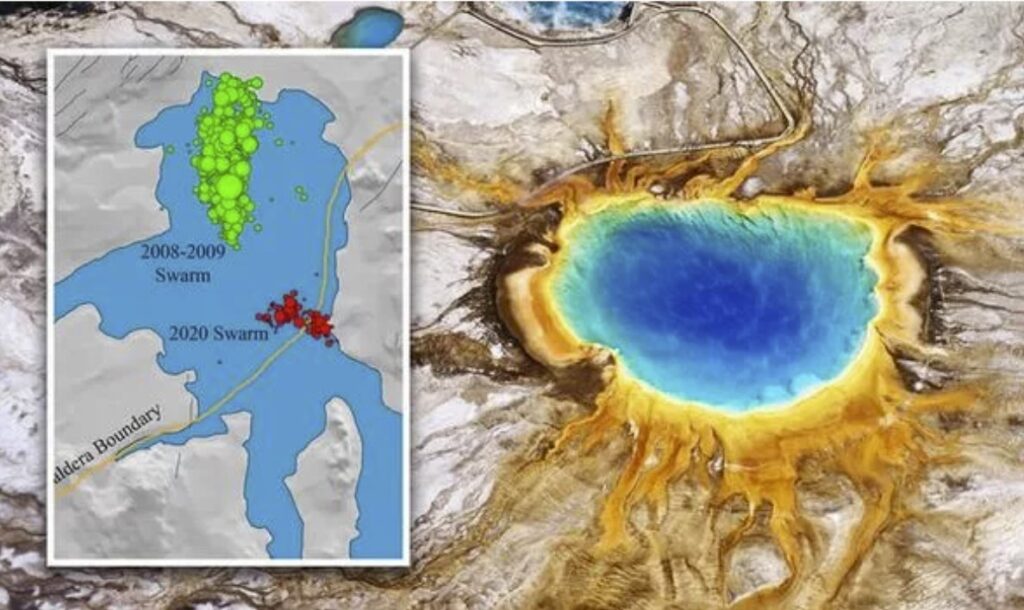 Current seismic swarm in Yellowstone reactivates ancient fault formed after last supervolcano eruption