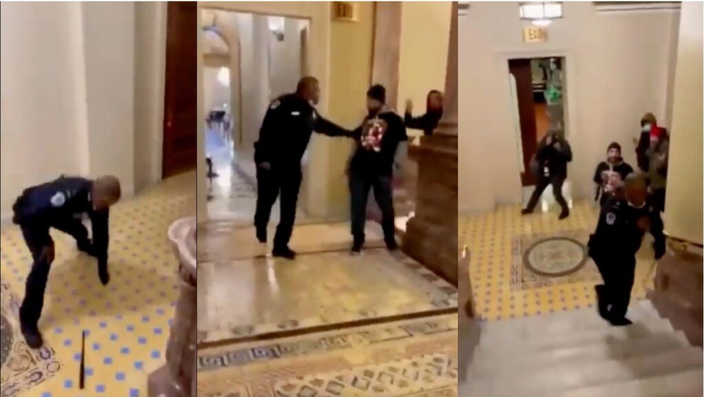 BIZARRE VIDEO Shows Police Officer Directing “Lethargic” Leader of Small Mob, Dressed In All Black, To Senate Chambers…Why??