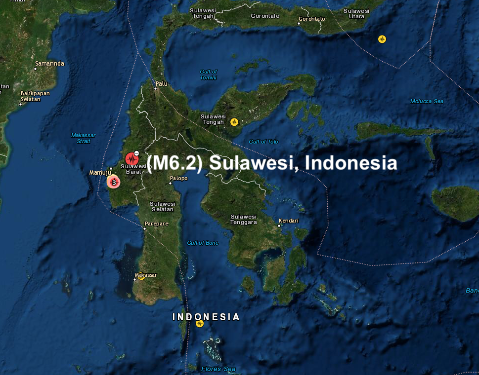 Pacific Ring Of Fire Rattles Indonesia: 36 dead 100's injured as a mag 6.2 rocks Sulawesi island after a mag 5.9 foreshock: The 9th major quake to strike the planet in the first two weeks of 2021, with 8 of them hitting around The Pacific Ring: a total of 26 volcanoes erupting at this moment 21 of them in the Ring of Fire