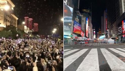 What the Hell Is Going on Here? Wuhan City Center JAM PACKED for New Year’s Eve — NY Times Square and London Empty