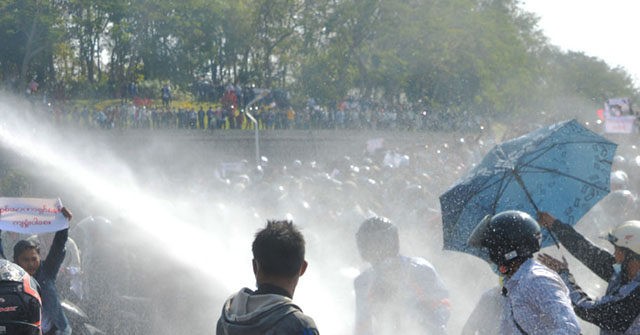 Water Cannon Deployed as Protests Against Myanmar Junta Grow
