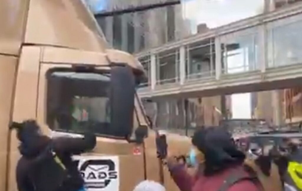 WATCH: Black Lives Matter Mob Attacks Truck, Just Minutes After Getting the Verdict They Wanted