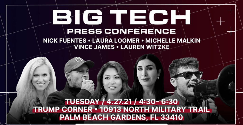 America First Coalition of Fuentes, Malkin, Loomer, Witzke, Demand Greater Crackdown on Big Tech in Florida