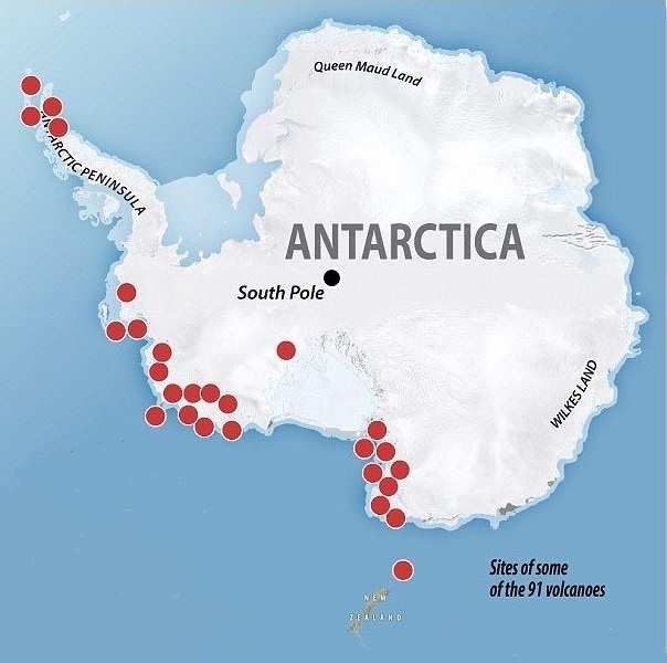 At least 138 volcanoes buried beneath the Antarctic Ice Sheet