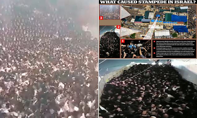 Moments before disaster at Israeli religious festival: Video shows huge crowd of 100,000 dancing just before stampede that killed at least 44 Orthodox Jews at first large event since end of Covid restrictions