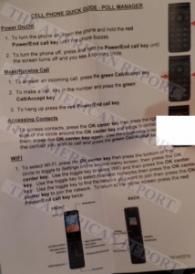 TCL / Alcatel model 40440 printed “Cell Phone Quick Guide” instructions poll managers received with their flip phones.