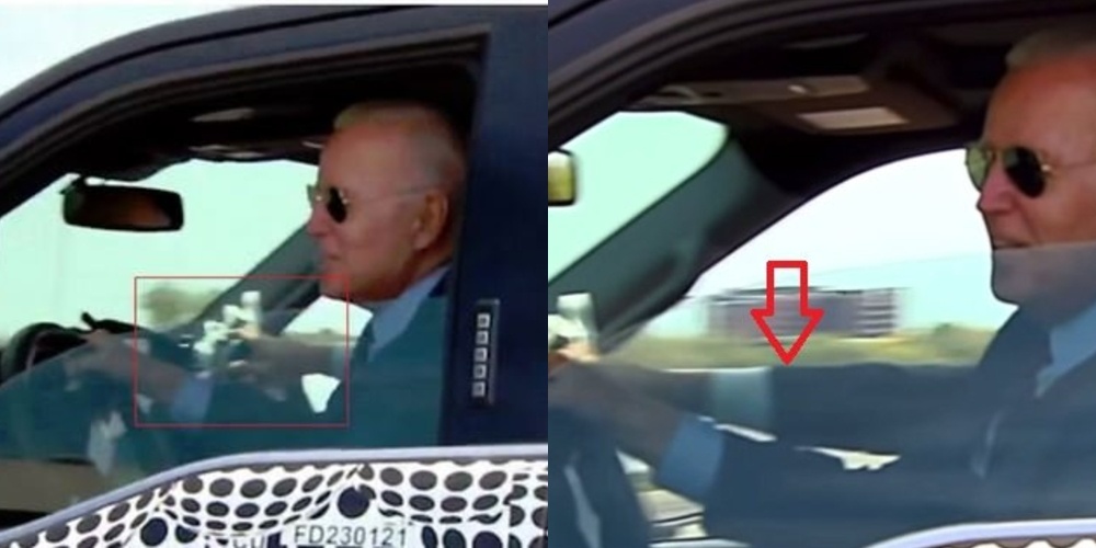 Why Was Joe Biden Pretending To Drive An F-150? Second Driver And Steering Wheel Clearly Seen In Video.
