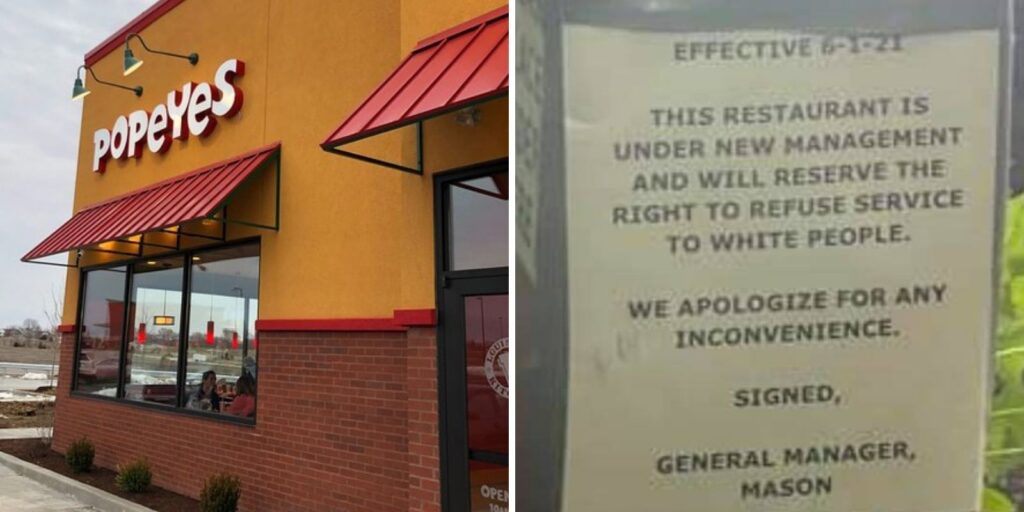 Sign at Popeyes drive-thru under criminal investigation: 'Will reserve the right to refuse service to white people’