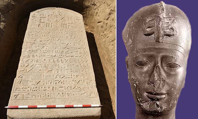 Egyptian farmer stumbles across 2,600-year-old stone tablet carved during reign of pharaoh mentioned in the Bible who was strangled to death by his own subjects