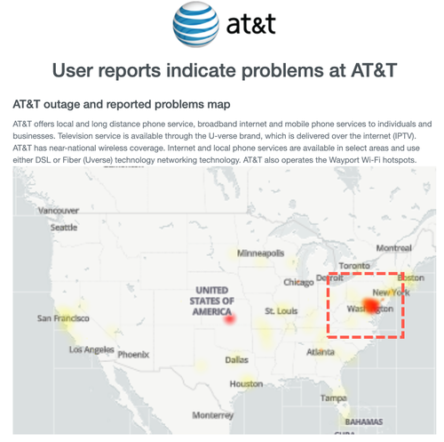 AT&T Users Report "Widespread" Outages Across Baltimore–Washington Metro