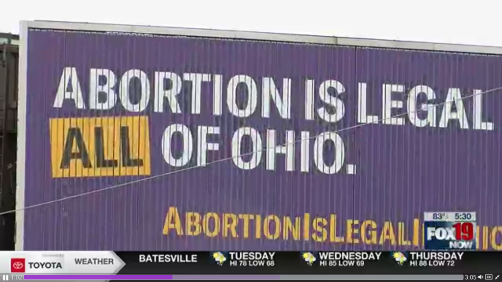 ACLU Erects “Abortion is Legal” Billboard After Ohio Sanctuary City for the Unborn Is Established
