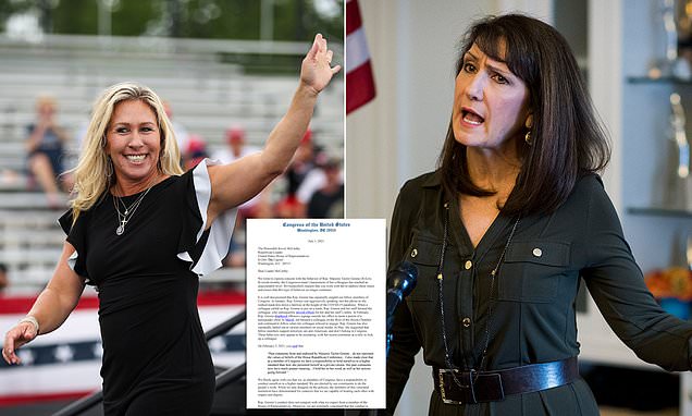 Marjorie Taylor Greene calls 40 Democrats accusing her of harassment 'communists' and mocks Rep. Marie Newman over her transgender daughter by calling her 'Marie Newperson'