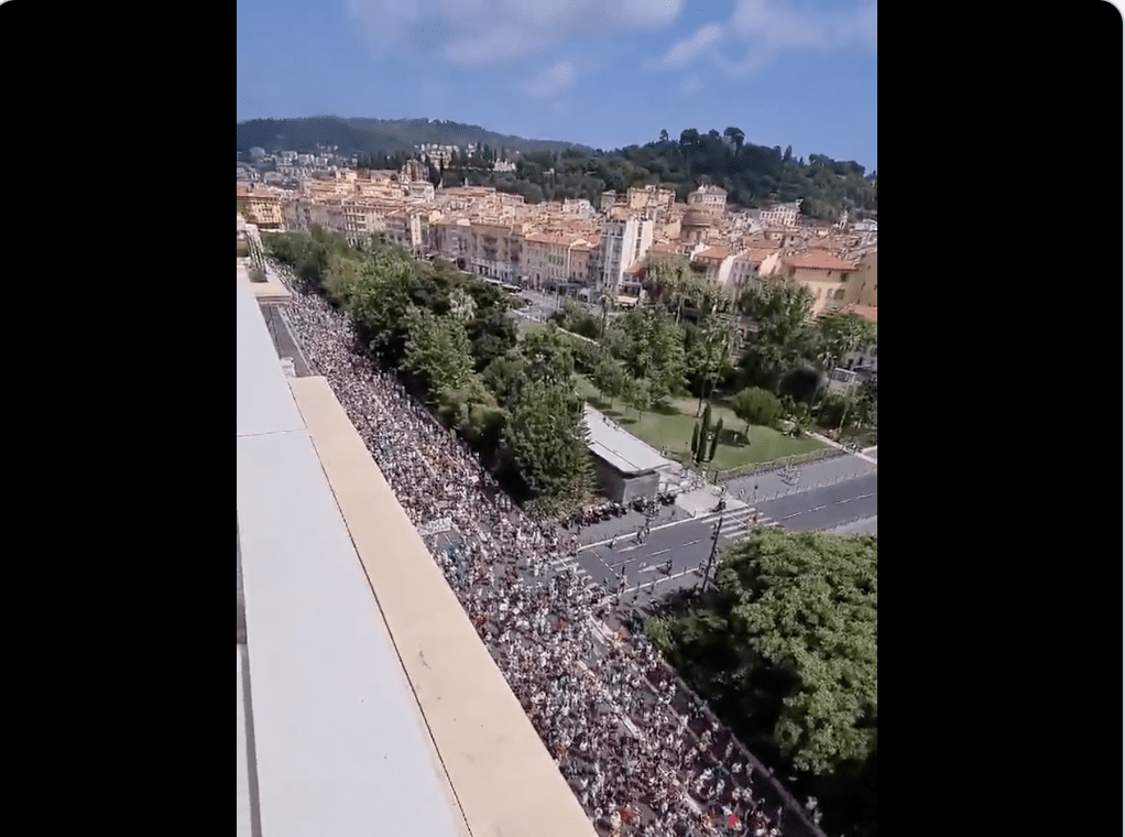 STUNNING VIDEOS Show Hundreds of Thousands Of French Citizens Taking to Streets to Protest Mandatory COVID Shots and Passports While Americans Seem To Be Okay With Democrat-Led Fascism