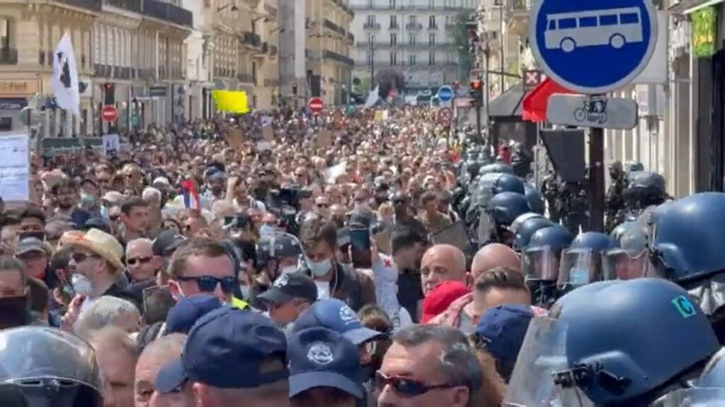 Massive Crowds Protest Vaccine Passports And Mandatory Vaccinations All Over France