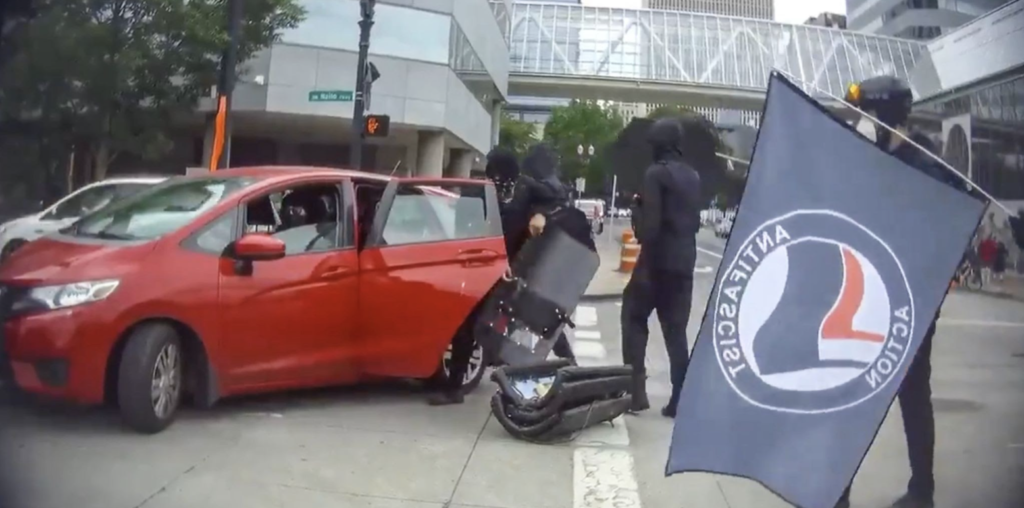 Who owns the vehicles that provided riot gear to Antifa in Portland?