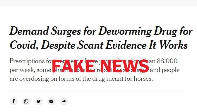 FAKE NEWS NY Times Gets Caught: Claims of 70% Increase in “Deworming Drug” Ivermectin Poisonings Was Actually a 2% Increase