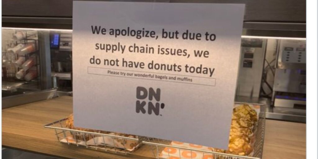 Dunkin Donuts runs out of donuts amid supply chain disruptions in Baltimore