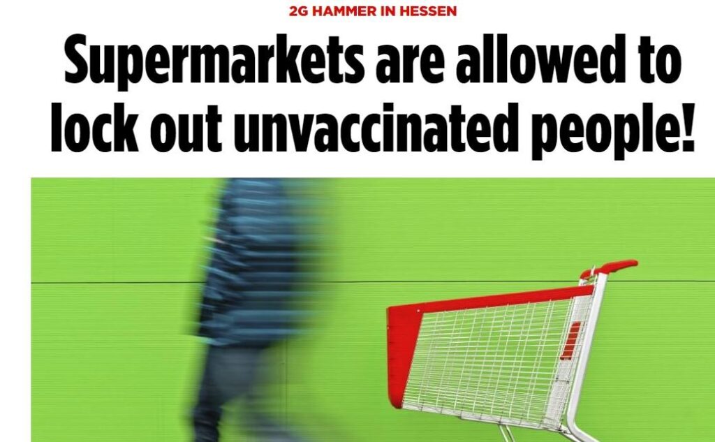 VAX OR STARVE: German State Allows Grocery Stores to Ban Unvaccinated