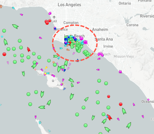 A Record 111 Container Ships Anchored Off Southern California As Congestion Crisis Worsens