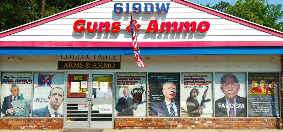 Massachusetts Liberal Visits Parents in New Hampshire, Has Meltdown Over Gun Store’s Window Posters
