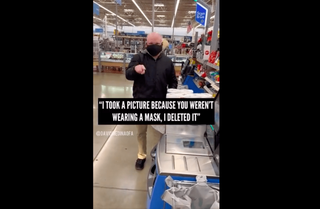 Dad Confronts Man Taking Photos of His Maskless Minor Daughter In Walmart…Man Runs Away…Says He’s “Just trying to stay alive!” [VIDEO]
