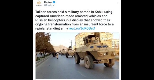 WATCH: The Taliban is hosting parades featuring American-made military vehicles