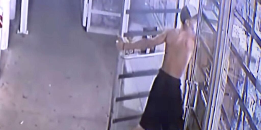 Shocking video captures a male sneaking up to a convenience store entrance before unloading his gun and killing three teenagers