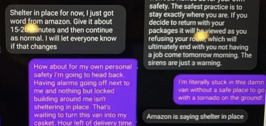 Amid Deadly Tornado, Texts Show Amazon Threatened to Fire Driver If Packages Not Delivered