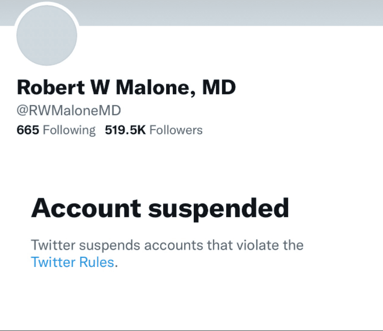 JUST IN: Twitter PERMANENTLY Suspends mRNA Vaccine Inventor Dr. Robert Malone After Tweeting About The mRNA Vaccines The Day Before He Goes On With Joe Rogan