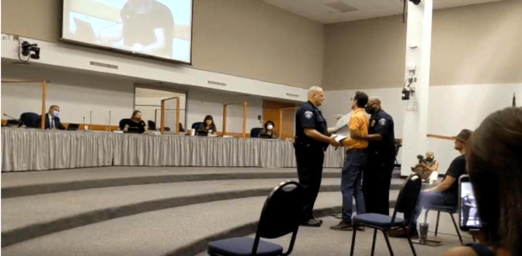 “Communists! Let the public in!” Texas Dads Arrested At School Board Meeting