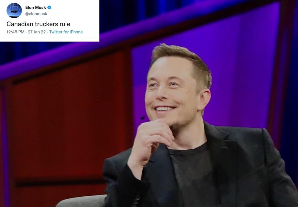 Elon Musk tweets against Biden and in support of Canadian truckers