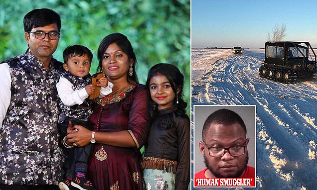 PICTURED: Smiling Indian family who froze to death just steps away from the US border after 'walking in temperatures as low as -40F for up to 11 hours', as Canadian authorities say they are believed to be victims of human smuggling