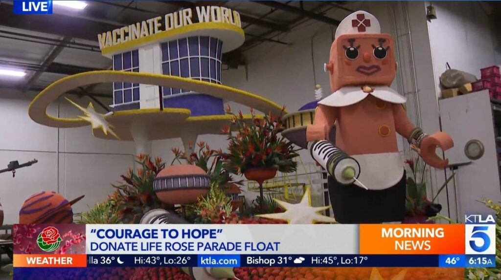 Float in Rose Parade Comes from 2022 AIDS Healthcare Foundation Entitled, “Vaccinate Our World.”