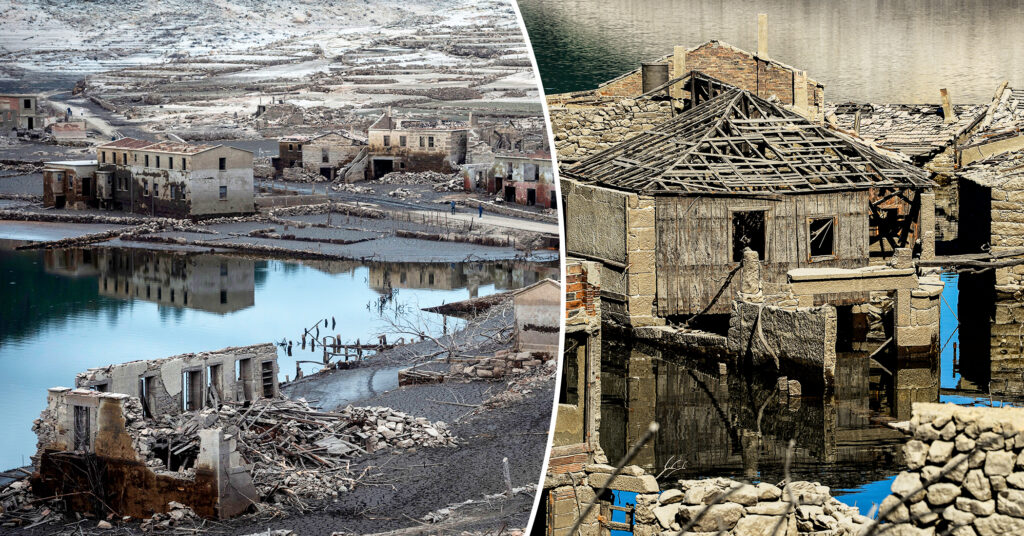 Abandoned Spanish Ghost Town Flooded in 1992 Reemerges From Watery Grave After 30 Years Submerged