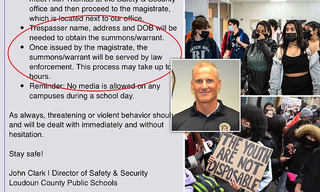 Loudoun County principals were COACHED on how to obtain trespassing warrants against students trying to enter schools without masks: Woke board has defied Virginia governor's order allowing parents to choose whether kids cover their faces