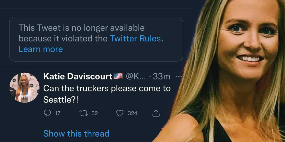 BREAKING: Twitter suspends conservative journalist Katie Daviscourt after she shows support for trucker convoy