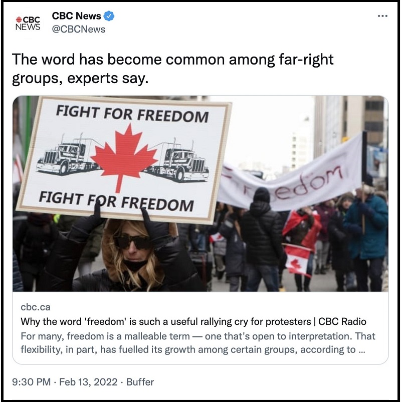 Canadian State Media Declare Freedom is Racist